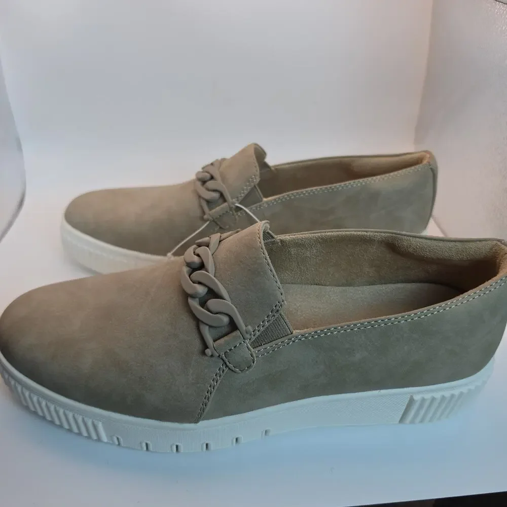Naturalizer Sport Women's Size 11 Slip On Sneakers Taupe Chain Casual Shoes